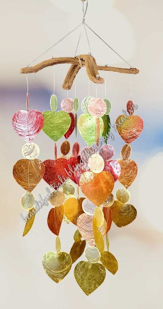 Capiz shell wind chimes multicoloured  50cm drop  x 15cm wide approx #0033