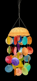 Capiz shell wind chime rattan basket multicoloured circle  50cm drop  x 14cm wide approx #0045