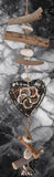 Beachy Hamptons Driftwood Wood Heart  dangler, approx 10cm x 84cm #0079