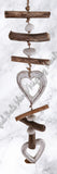 Beachy Hamptons Driftwood Wood Heart  dangler, approx 10cm x 100cm #0084