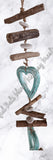 Beachy Hamptons Driftwood Wood Heart  dangler, approx 10cm x 100cm #0083