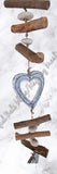 Beachy Hamptons Driftwood Wood Heart  dangler, approx 10cm x 100cm #0085