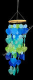 Capiz shell windchimes, blue/greens, approx 14 cm x 65 cm full length #1112