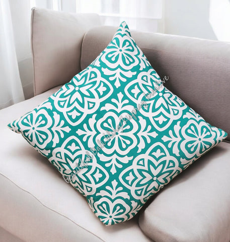 Cushion cover, morrocan green white approx 40 cm x 40 cm #2033