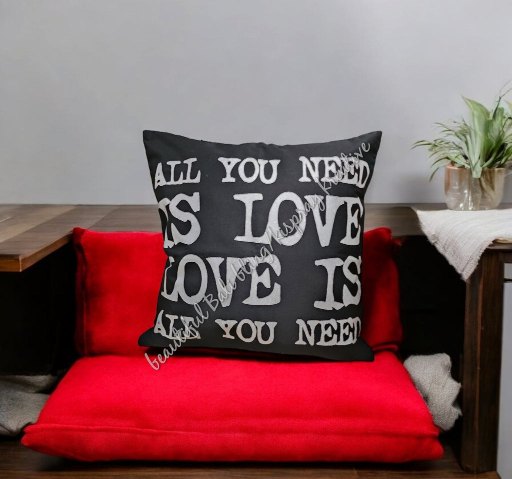 Cushion cover, all you need is love BLACK approx 40 cm x 40 cm #2051