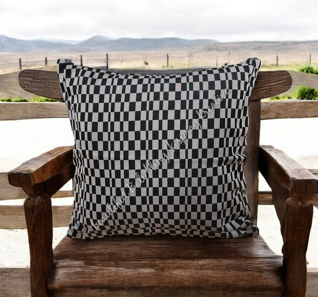 Cushion cover, black and grey checks approx 40 cm x 40 cm #2050