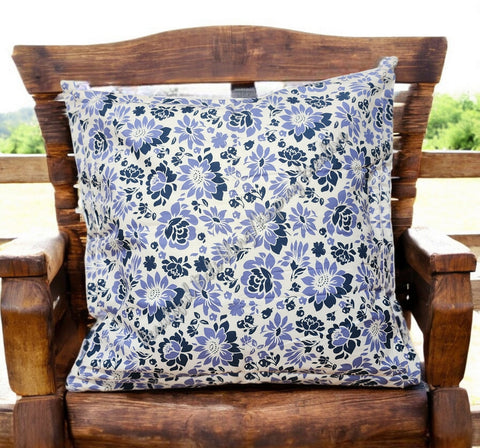 Cushion cover, blue flowers  approx 40 cm x 40 cm #2047