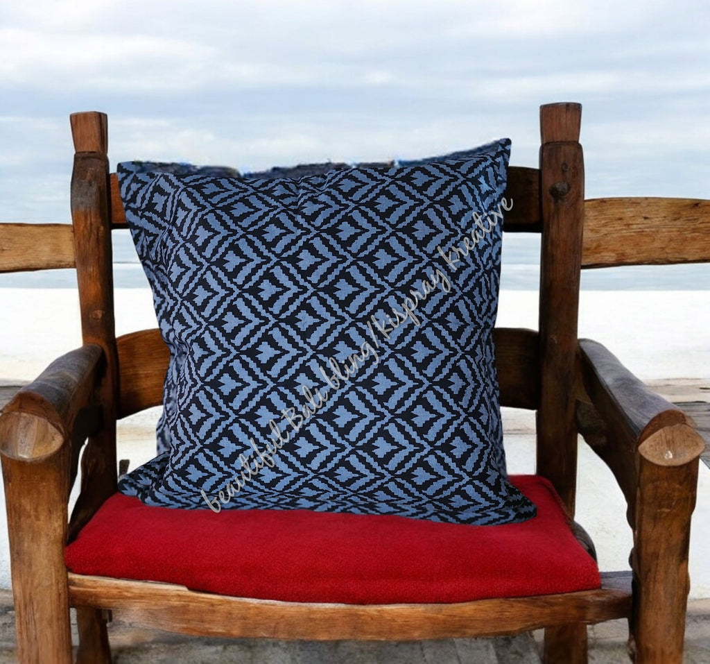 Cushion cover, Geometric blues approx 44 cm x 44 cm #2044