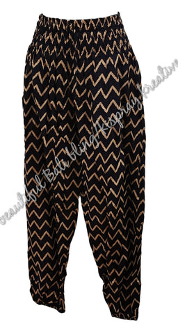 Harem pants Full length NAVY BLUE & BEIGE CHEVRONS Suit size 8-10. #21  clothing