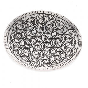 Incense holder, Flower aluminium, etched large, round Approx 10 cm #0005