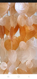 Capiz shell windchimes, solid wooden top,  orange shades approx  14cm x 69cm full length (#21)