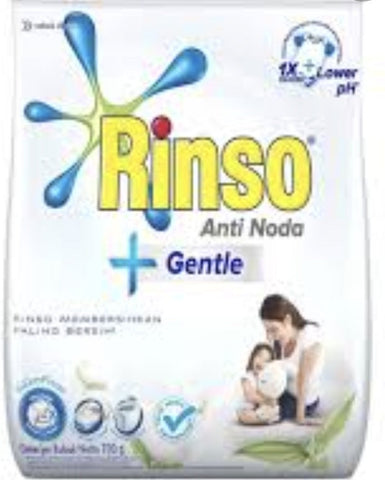 BULK BUY Rinso laundry detergent anti noda (anti stain) GENTLE POWDER 770 gram buy 10 get 1 free  (#3,2)