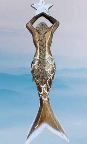 Mermaid, wooden , approx 45cm long