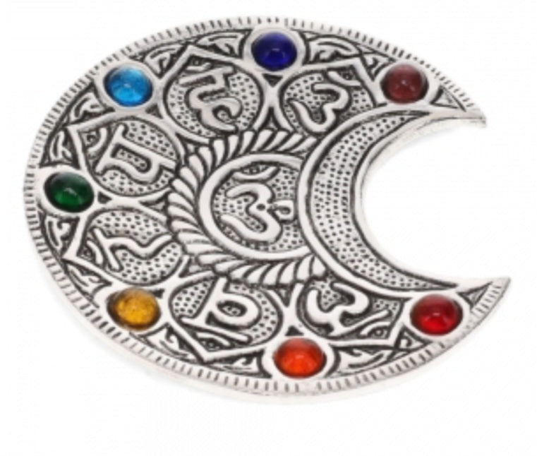 7 Chakra Aluminium Incense Holder with 7 beads #0002