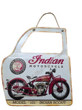 Retro decorative plate DOOR SHAPE INDIAN MOTORCYCLES embossed approx 31 cm x 36 cm