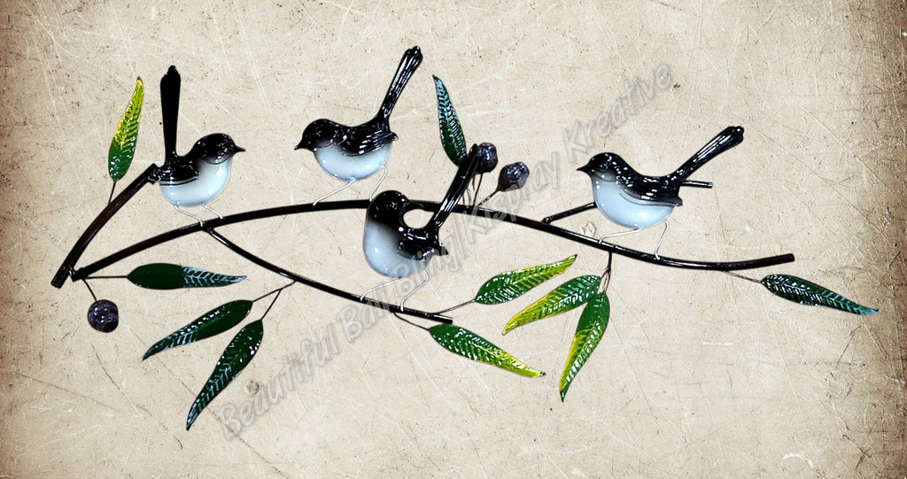Willie wagtail family wall art approx 40 cm x 70 cm