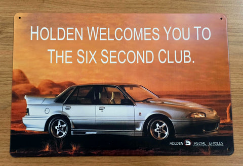 Decorative plate, HOLDEN SIX SECOND CLUB Retro approx 30cm x 20 cm #0P2
