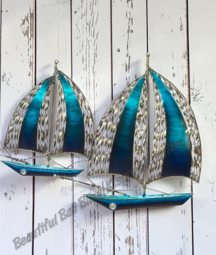Wall art Sailboat Yacht pair measuring  55cm x 37cm