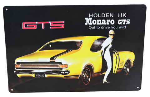 Decorative Holden Monaro GTS HK Retro plate,  approx 30cm x 20cm #P11