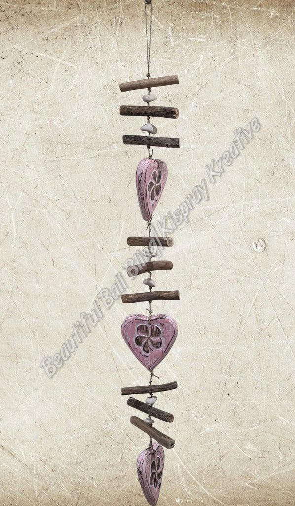 Beachy Hamptons Driftwood Wood Heart  dangler, approx 10cm x 84cm #0068