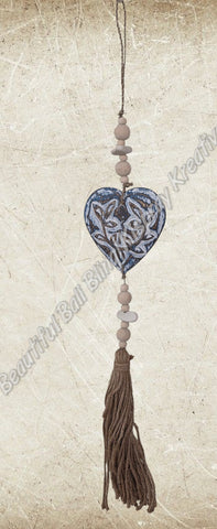 Beachy Hamptons Driftwood Wood Heart dangler, approx 9cm x 54cm #0112