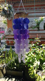 Capiz shell windchimes, purples, solid wooden top, approx 14 cm x 65 cm full length #0119