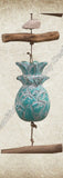 Beachy Hamptons Driftwood Wood Pineapple  dangler, approx 10cm x 85cm #0075