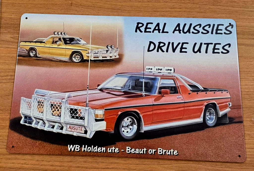 Decorative plate, REAL MEN DRIVE UTES Retro approx 30cm x 20 cm #0P1