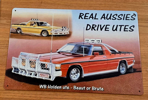 Decorative plate, REAL MEN DRIVE UTES Retro approx 30cm x 20 cm #0P1