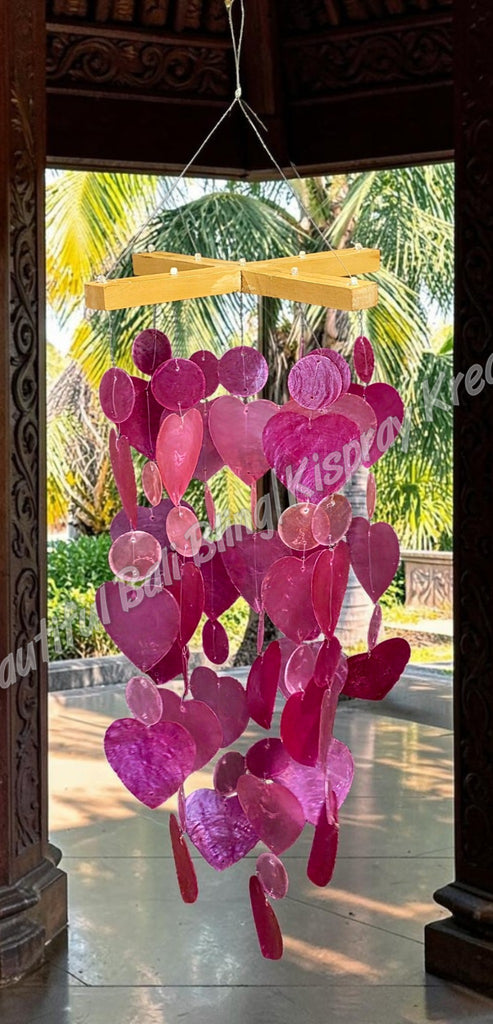 Capiz shell wind chimes bamboo cross 55cm drop x 15cm wide approx. #2