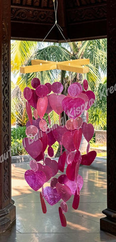 Capiz shell wind chimes bamboo cross 55cm drop x 15cm wide approx. #2