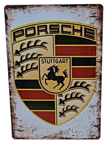 Decorative plate, PORSCHE CREST Retro approx 30cm x 20 cm #P7