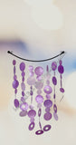 Capiz shell wind chime Metal top purples 30cm wide  x 67cm  COMPLETE length approx #0103