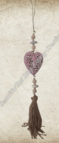 Beachy Hamptons Driftwood Wood Heart dangler, approx 9cm x 54cm #0113