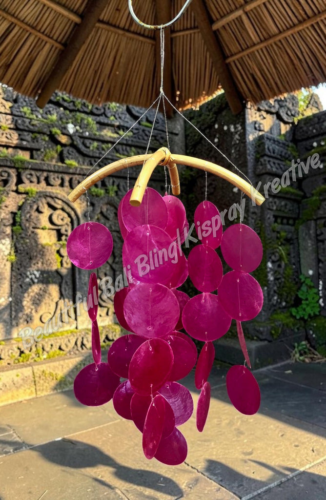 Capiz shell wind chimes bamboo cross 50cm drop x 20cm wide approx. #4