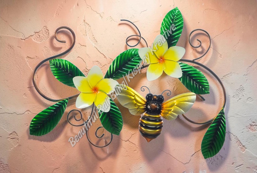 Wall art Bee & Frangipani measuring  51cm x 39cm