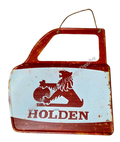 Retro decorative plate DOOR SHAPE HOLDEN embossed approx 31 cm x 36 cm #0505