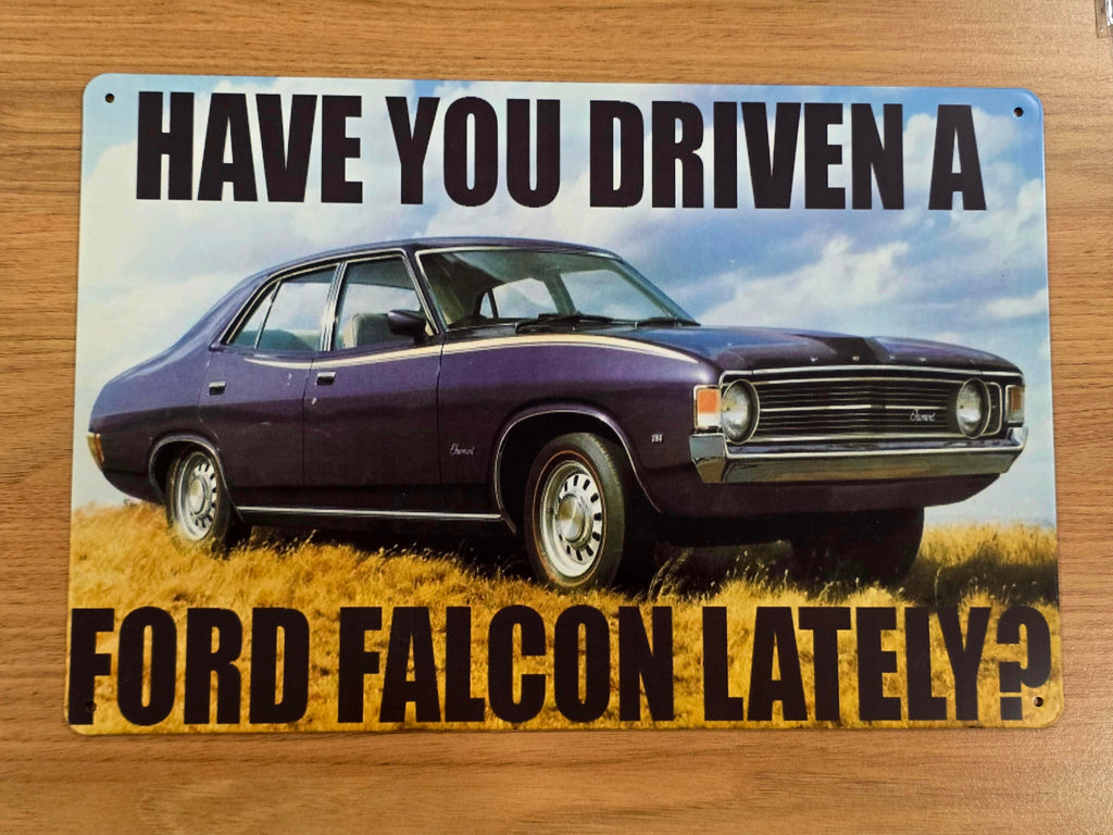 Decorative plate, HAVE YOU DRIVEN A FORD FALCON LATELY? Retro approx 30cm x 20 cm #P5