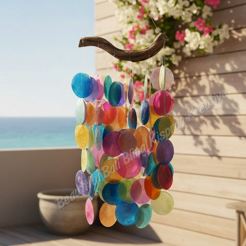Capiz shell wind chime DRIFTWOOD 80+ cm drop  x 23 cm wide approx #0134A