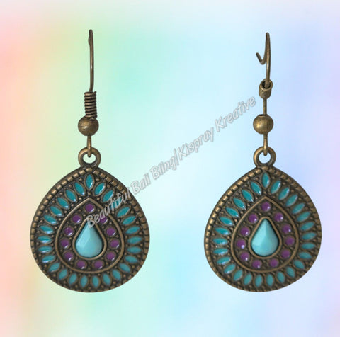 BOHO Earrings #5 complete length from top of hook approx 4 cm