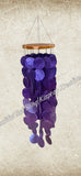 Capiz shell windchimes, purples, solid wooden top, approx 14 cm x 65 cm full length #0119