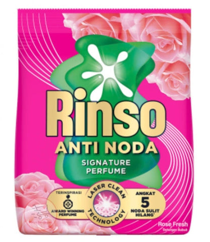 Rinso laundry detergent anti noda (anti stain )  SIGNATURE PERFUME POWDER ROSE FRESH 770 gram (#e)