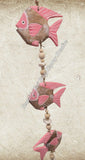 Beachy Hamptons Driftwood Wood Turtle  dangler, pink approx 10cm x 90cm #0074