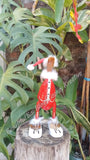 Duck, wooden, Santa fur jacket trim & thongs, Xmas Christmas🦆 approx 25 cm high