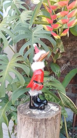 Duck, wooden, Santa fur jacket trim, black boots Xmas Christmas🦆 approx 27cm high