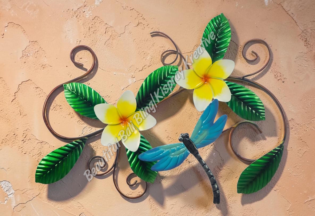 Wall art Dragonfly & Frangipani measuring  51cm x 39cm