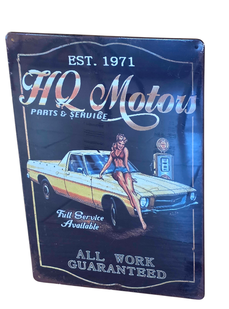 Decorative HQ Motors Est 1971 Retro  plate approx 30cm x 20cm #0443