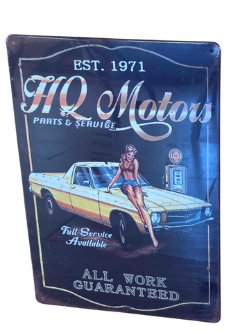 Decorative HQ Motors Est 1971 Retro  plate approx 30cm x 20cm #0443