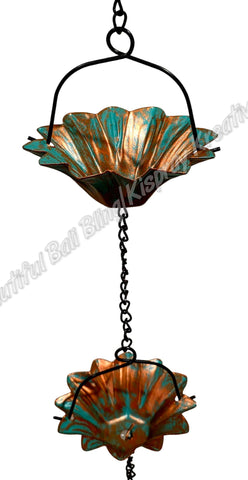 Rainchain, Tulips/lotus, verdigris colour approximately 13cm x 120cm long #6