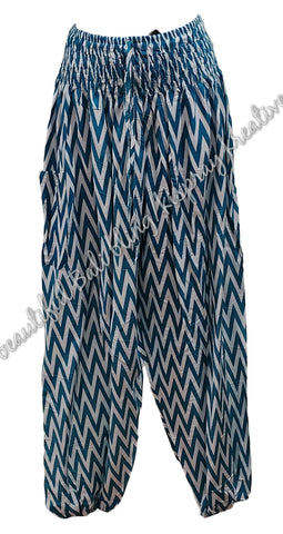 Harem  pants  Full length BLUE & WHITE CHEVRONS  Suit to size 12-14. #34 clothing